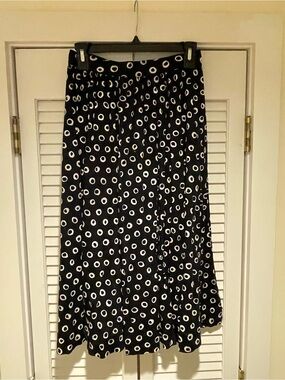 Black and White Polka Dot Midi Skirt